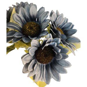 Faux Silk Sunflower Stems 15in Dusty Blue 3pc Artificial Flowers Decor